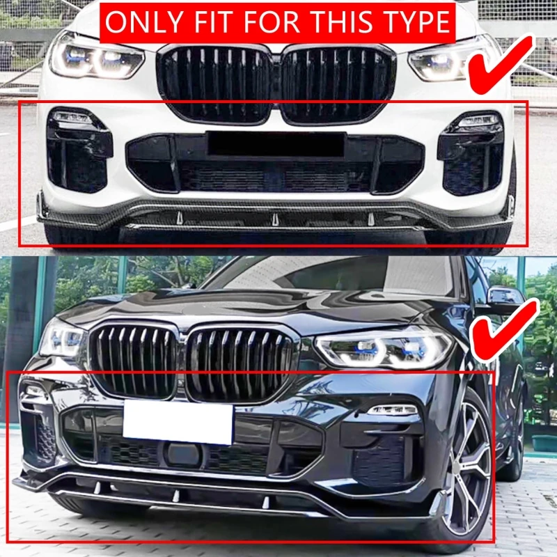 

Car Front Bumper Lip Diffuser Spoiler Auto Exterior Accessories for BMW X5 G05 2019-2022 Glossy Black /Carbon Fiber