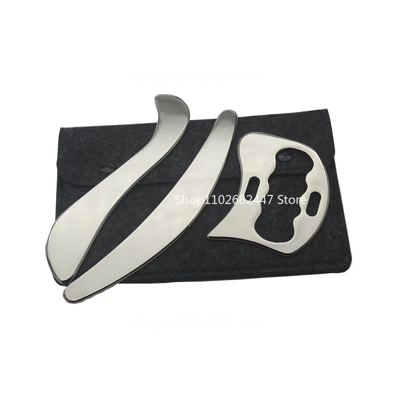 Stainless Steel Fascia Knife Sports Fitness Tendon Physiotherapy Special Scraping with Holes Massage RelaxationBeautySilverPlate
