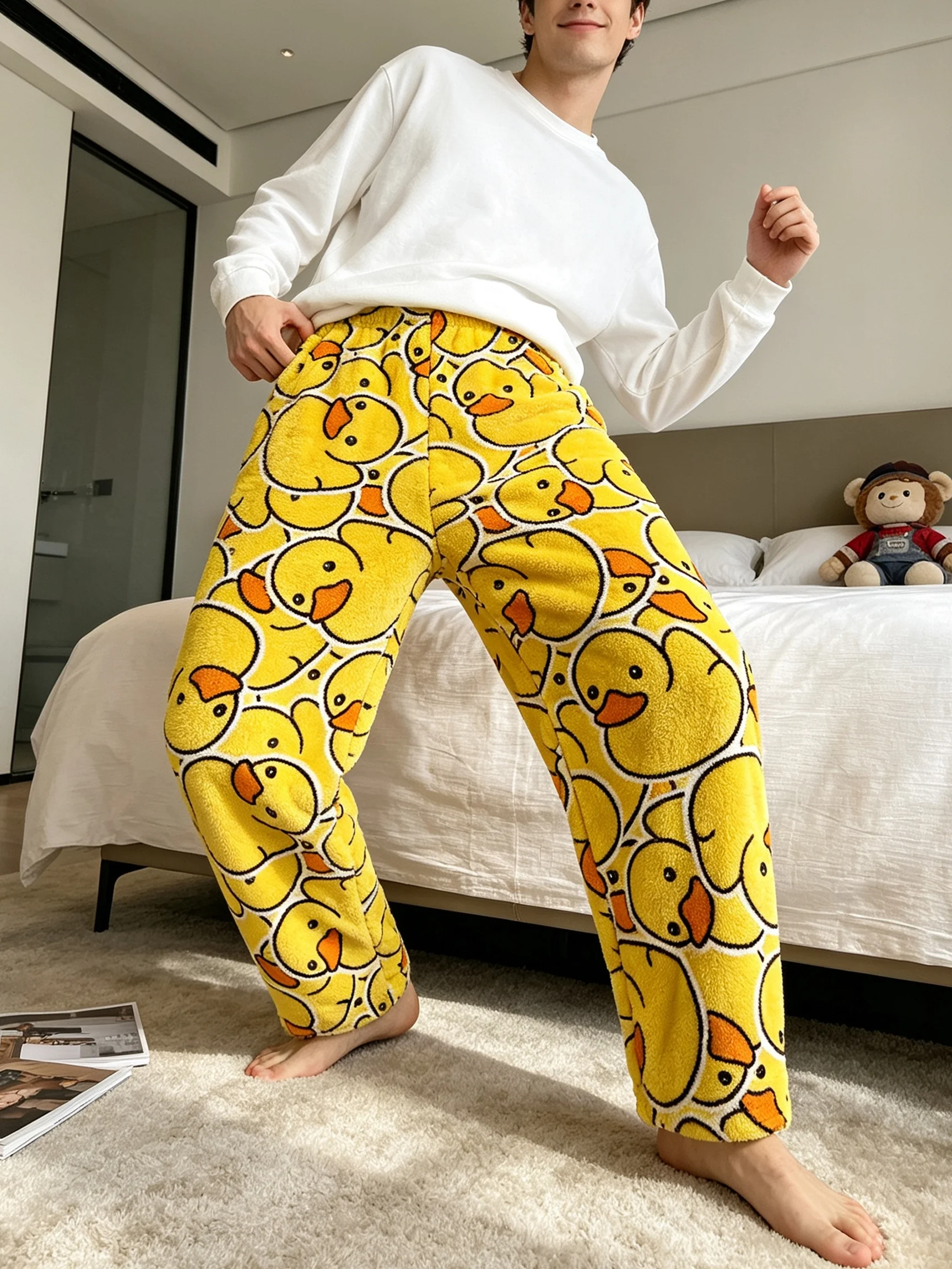 26 Antumn/Winter Mens Women's Loungewear Pajama Pants Duck Pattern 3D Printed Long Lounge Flannel Pants Popular Home Couple Gift