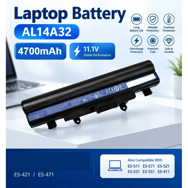 AL14A32 Laptop Battery for Acer Aspire E5-421 E5-471 E5-511 E5-571 E5-531 E5-571P E5-521 E5-551G E1-571 E1-571G V3-472 V3-572