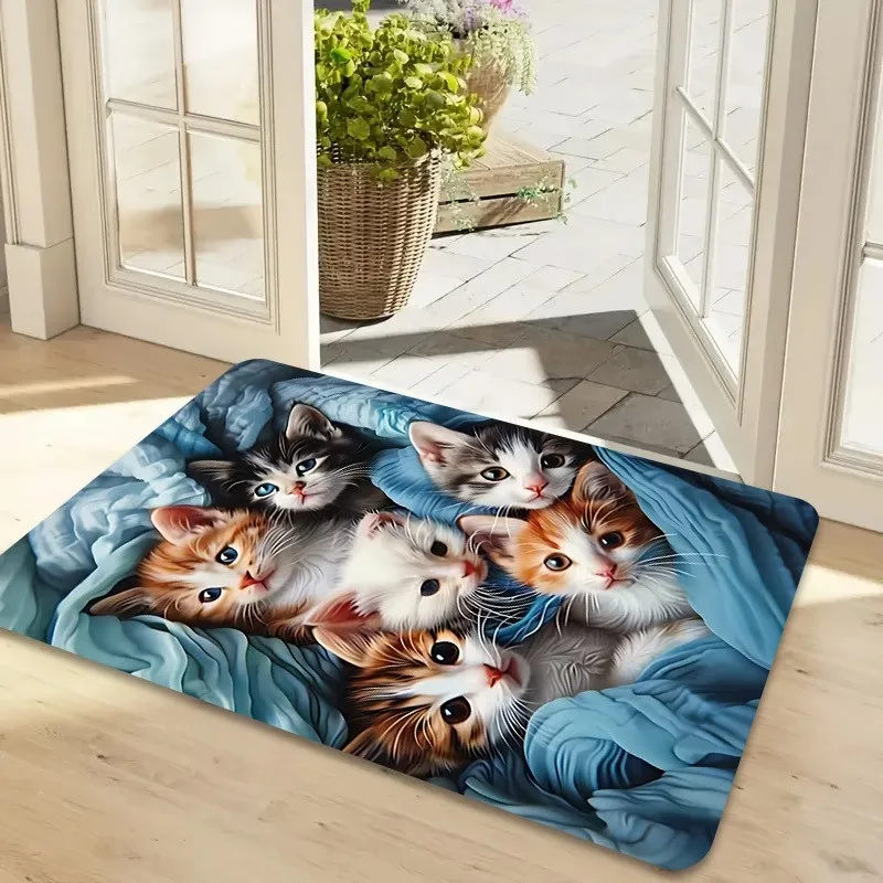 Hi Bye Black Cat Doormat Funny Peeping Cats Welcome Mat Double Sided Slogan Entrance Rug Outdoor Indoor Door Floor Mat Rug