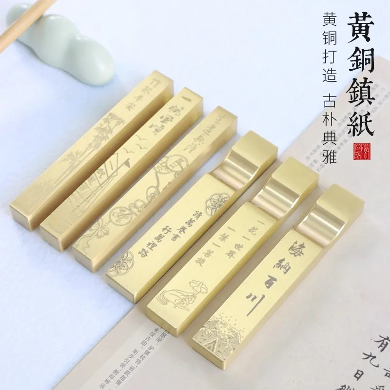 Creative Brass Paperweight and Pen Holder, 2 in 1 Multifunctional Desktop Organizer for Office Desk, Vintage Stationery Gift