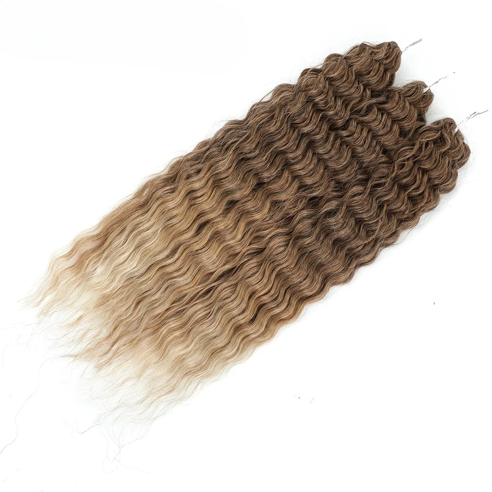3 Stuks 300 Ariel Diep Water Twist Gehaakte Krullend Haar Piano Blond P12/16/613 Bruin 6 vlechten Wit Grijs 58 #   Bundels