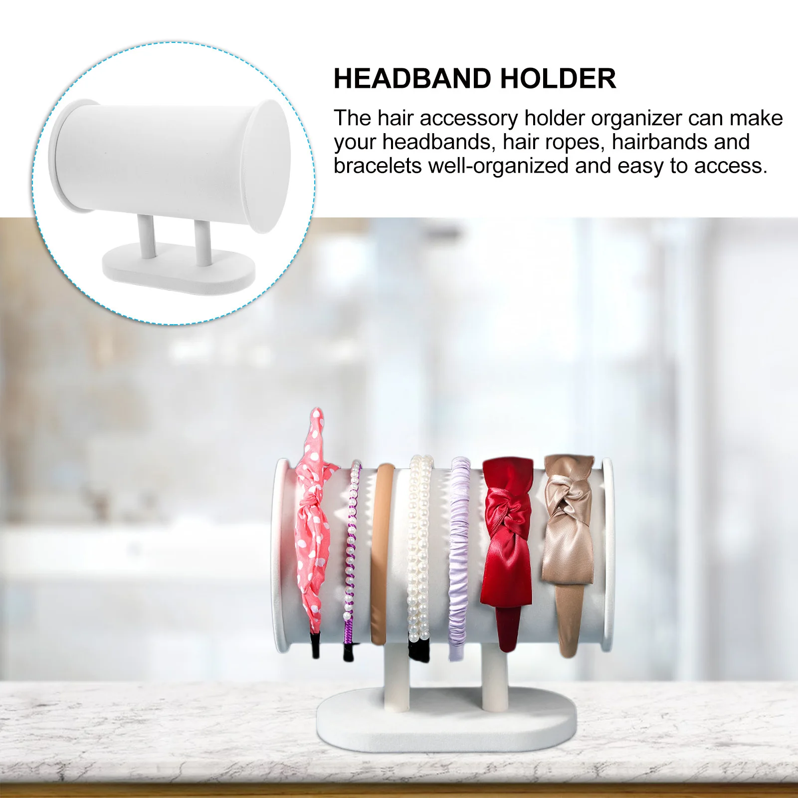 

Dressing Table Headband Display Stand Sturdy Hair Hoops Holder Easy Access Hairbands Rack Compact Storage Organizer for Women