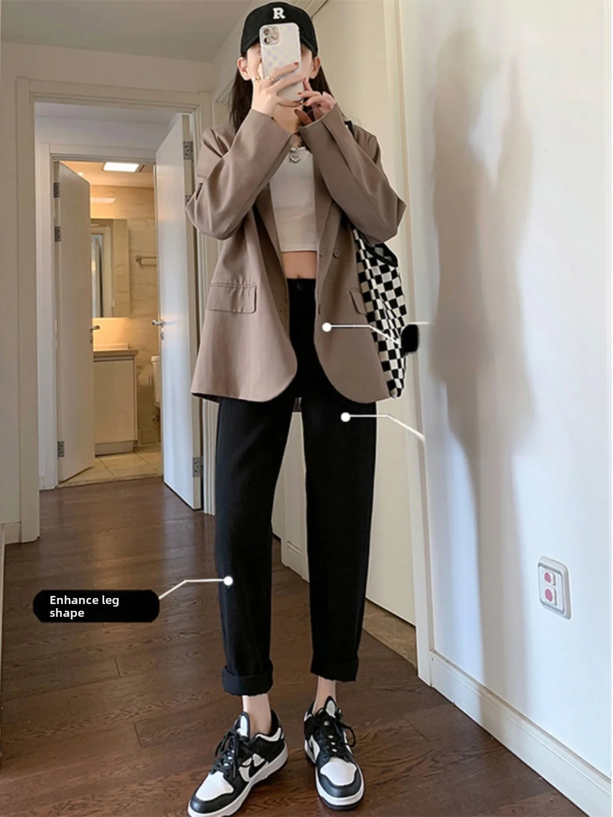 plus Size Fce Lined Thi Bla Harem Denim Jeans Women's New 2025 Autumn Winter High Waist Slimming Nine Point Pants