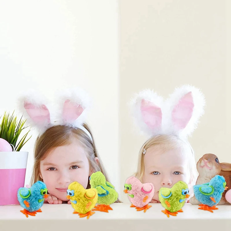 20Pcs Easter Wind Up Chick Speelgoed Kleurrijk Springen Schattige Pluche Kip Voor Paasgeschenken