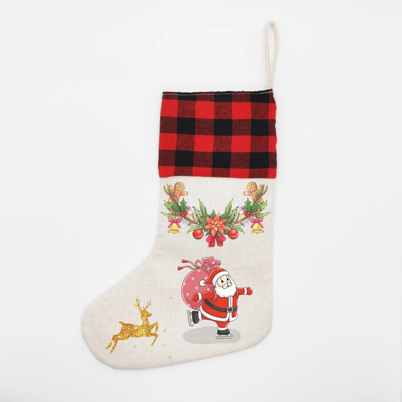 

Free shipping 10pcs Linen Sublimation Christmas socks blank sublimation Christmas stocking Linen Christmas Socks blanks