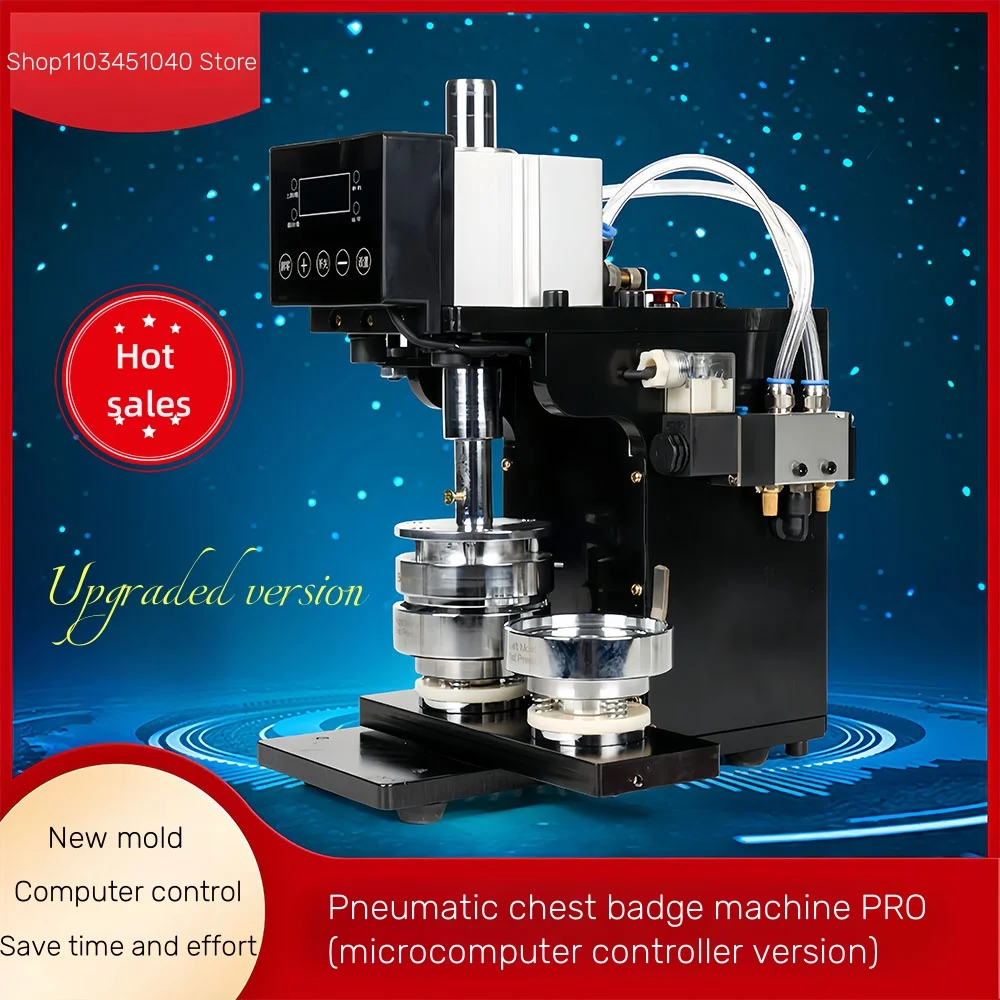 

High efficiency pneumatic badge machine microcomputer control/linear guide fully automatic badge machine With Mold Stamping Tool