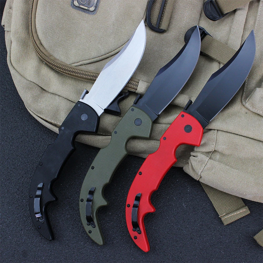 12.4\'\' Large/Medium Size Cold Outdoor Folding Knife AUS-10A Steel Blade Professional Military Survival Hunting Knives edc Tools