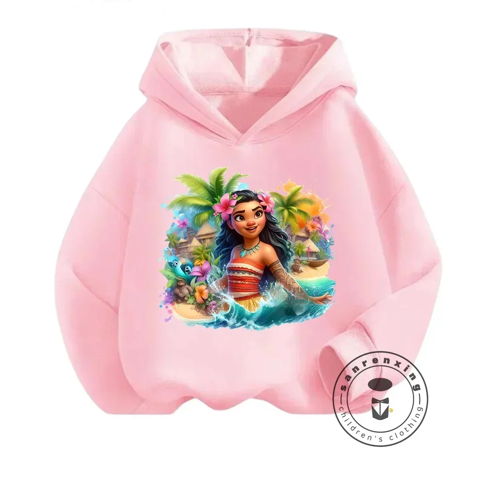 Inspiring Disney Moana Patterned Sweatshirts for Kids Kawaii Cheap Autumn Wear Stylish Loose Long Sleeve Comfortable Tops