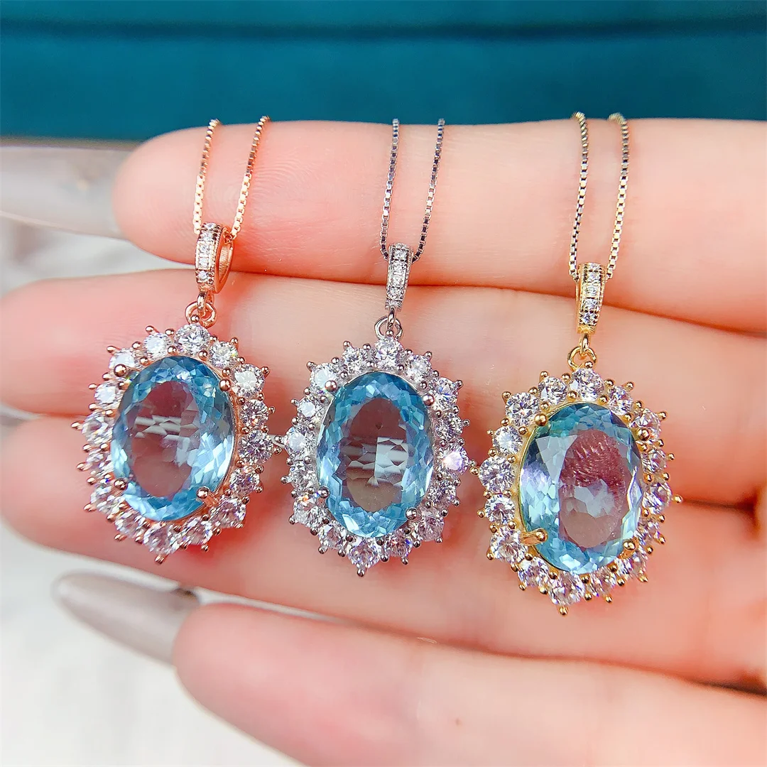 

Dainty Topaz Pendant Necklace - S925 Sterling Silver Light Luxury Jewelry Perfect Gift To Show Elegance