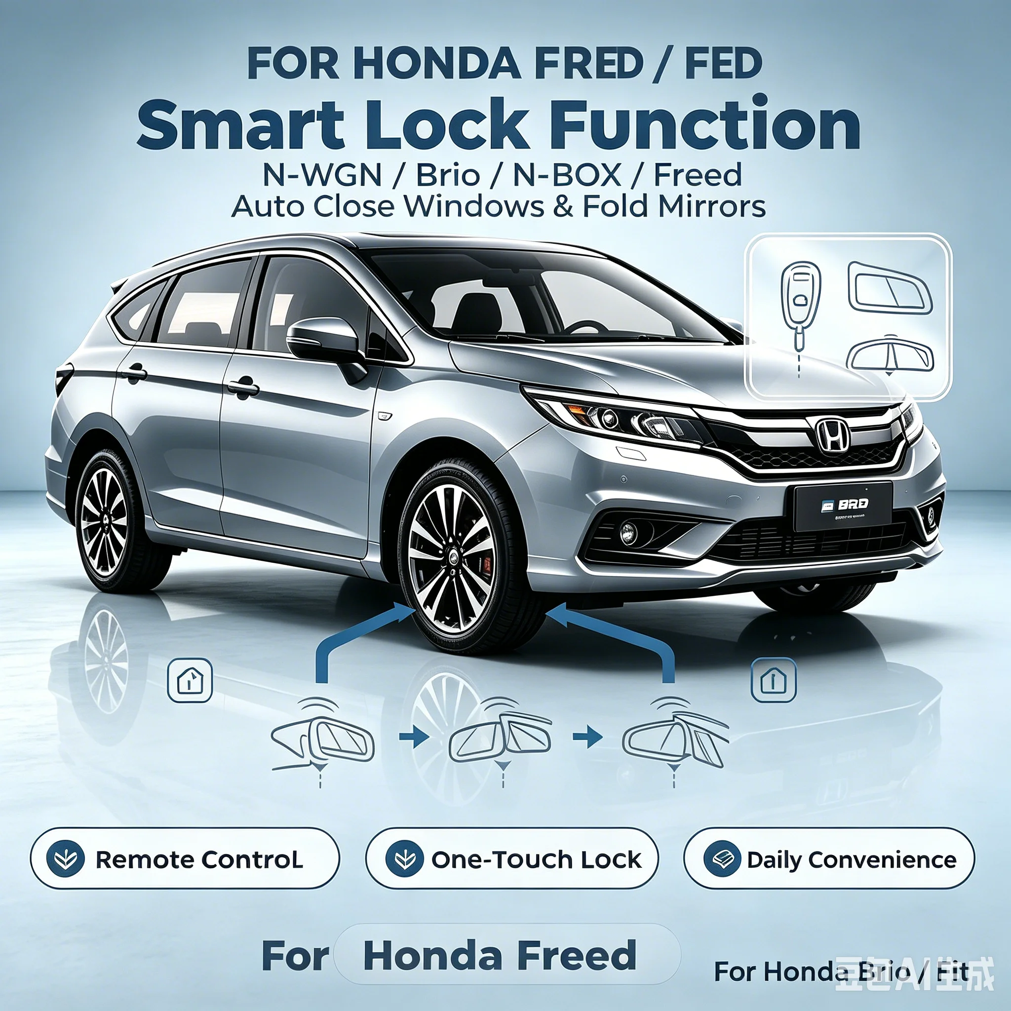 For Honda N-WGN Brio N-BOX Freed Auto Window Closer Module Lock Car Automatic Close Window Fold Side Mirror Plug and Play Access