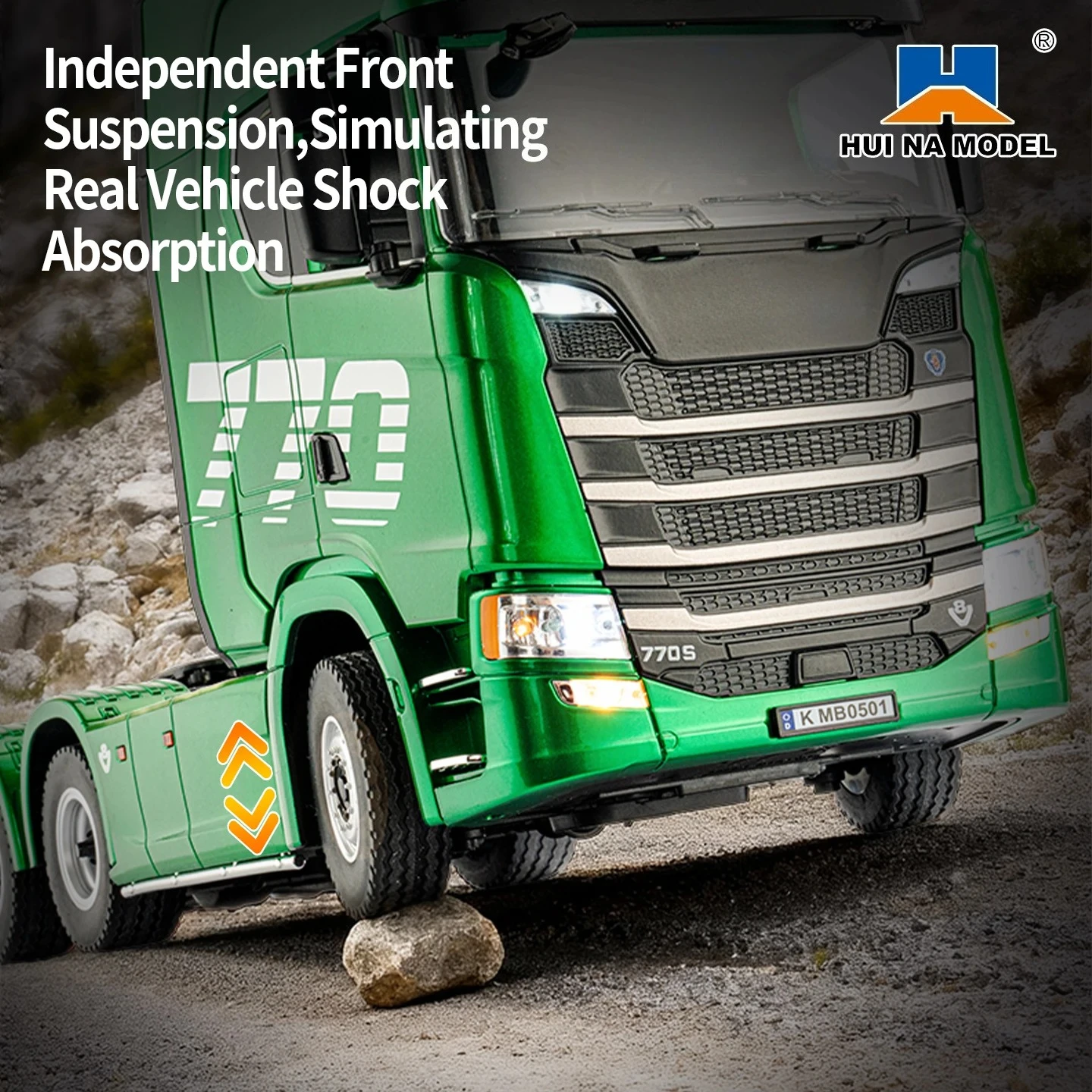 

Радиоуправляемый грузовик HUINA 1501 1502 Green 1/18 19CH, тягач из сплава 770S, 2.4G, с дистанционным управлением, инженерный прицеп, со звуком, игрушка