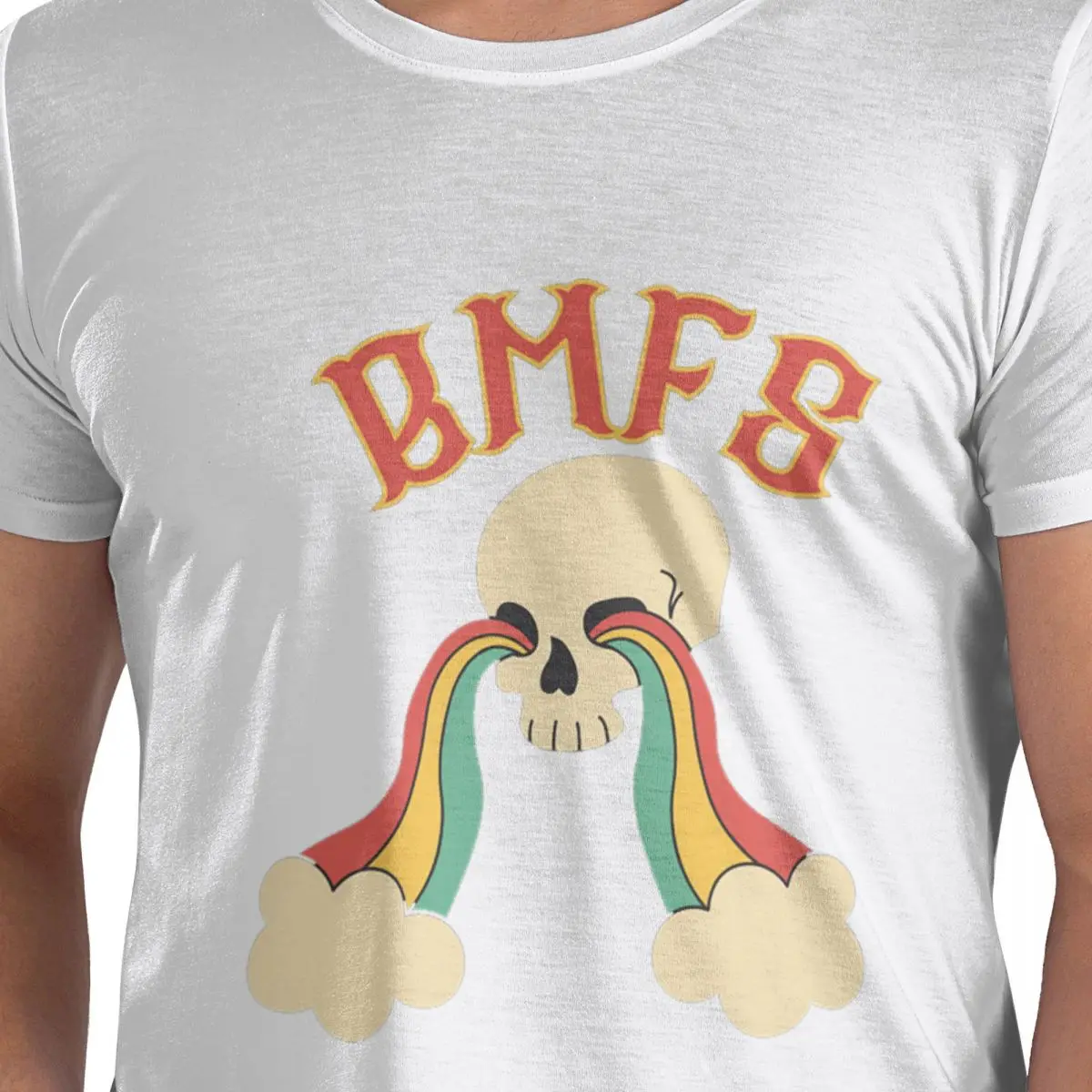 Camiseta Billy Strings Skull Fuzzy Rainbow para hombre, camisetas divertidas de talla grande, camisetas de algodón con cuello redondo para hombre, camisetas cortas de verano para hombre