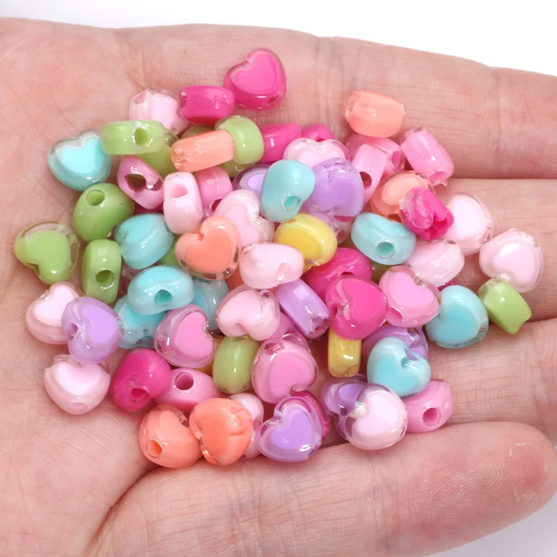50 Stücke 7x8mm Mehrfarbige Kleine Liebe Herz Acryl Perlen Für Schmuck Machen Armband Ohrringe Lose Spacer Perlen diy Zubehör