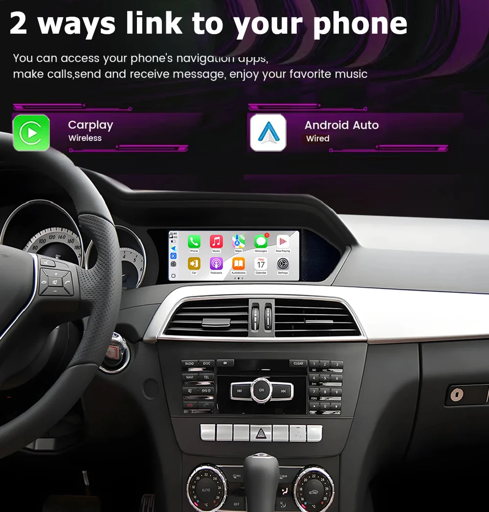 أندرويد 16 سيارة السيارات Carplay لمرسيدس بنز E Class W212 2009 - 2016 مشغل وسائط متعددة راديو ستيريو نظام تحديد المواقع والملاحة WIFI BT
