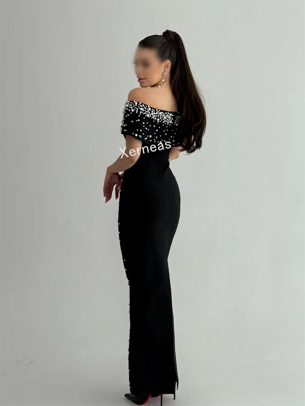 Vestidos largos con hombros descubiertos y cuentas brillantes personalizados, vestido de noche Formal, vestido de fiesta elegante para ocasiones a medida