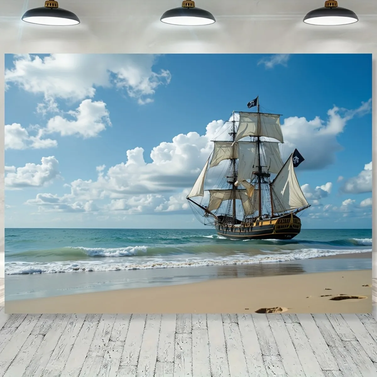 Large Nautical Tapestry Wall Hanging Pirate Ship Sailing Sea Ocean Artwork Maritime Decoration for Bedroom Coastal Home Decor