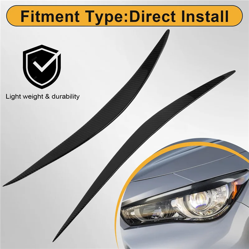 

A11M-Car Headlight Eyelids Eyebrows Trimming Head Light Lamp Decoration Stickers For Infiniti Q50 Q60 2014-2019