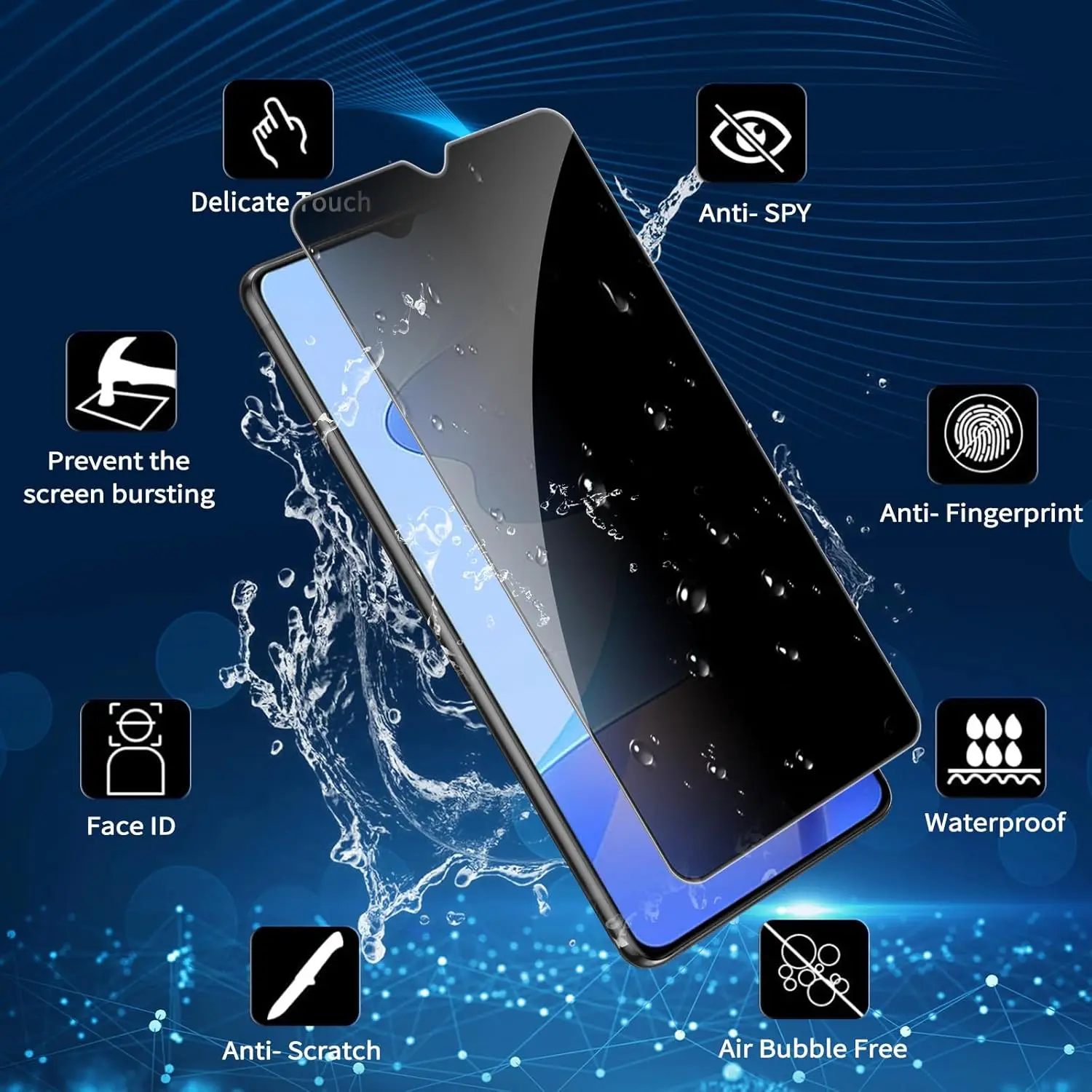 Anti Spy gehard glas voor OPPO A15 A15s beschermer privacyschermfilm