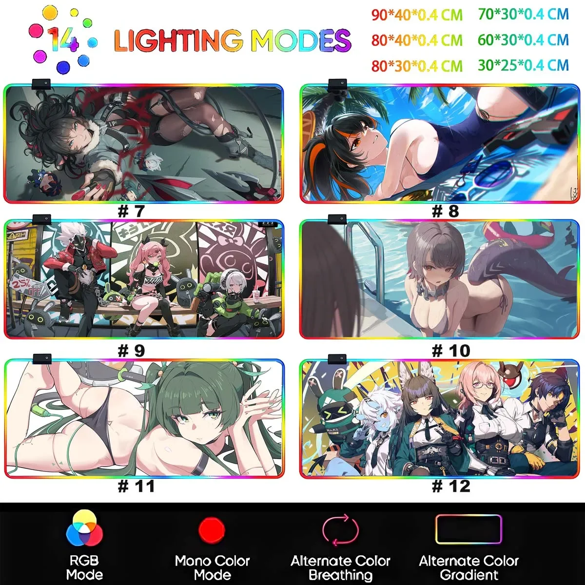 led Light Mouse pad pro Gaming Zenless Zone Zero RGB Mouse mat Large Mouse pad Extended Mousepad Oversized Gaming Anime Desk mat