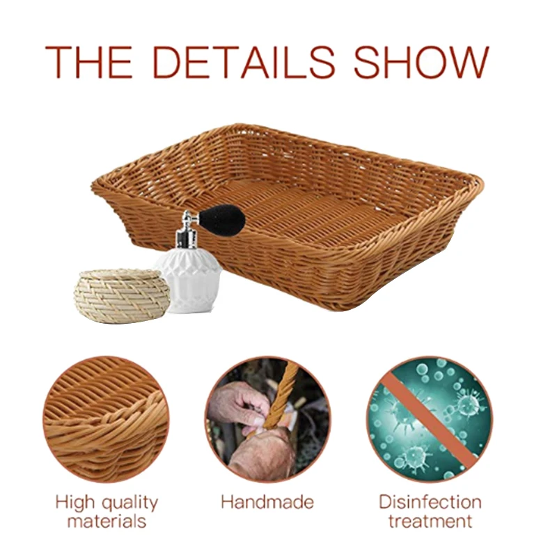 Plastic Rattan Basket Bread Basket Bread Shop Supermarket Display Basket Woven