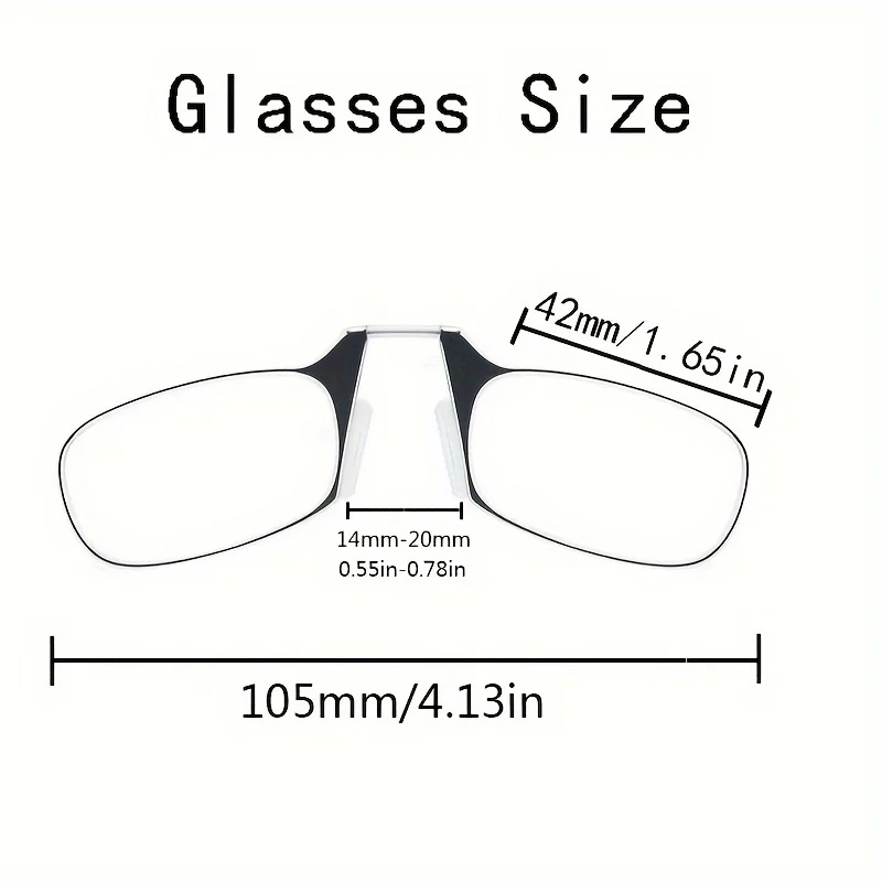 Nose Clip-on Reading Glasses Folding Legless Ultralight Keychain Glasses Men Women Mini Portable Presbyopic Glasses +1.0 To +4.0