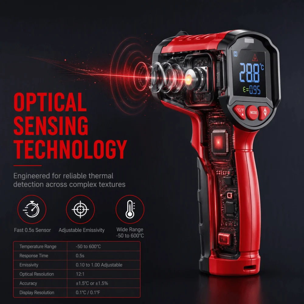 -50℃ To 600℃ Infrared Thermometer LCD Display Backlit Screen Digital Temperature Meter Accurate Measurement Non-Contact