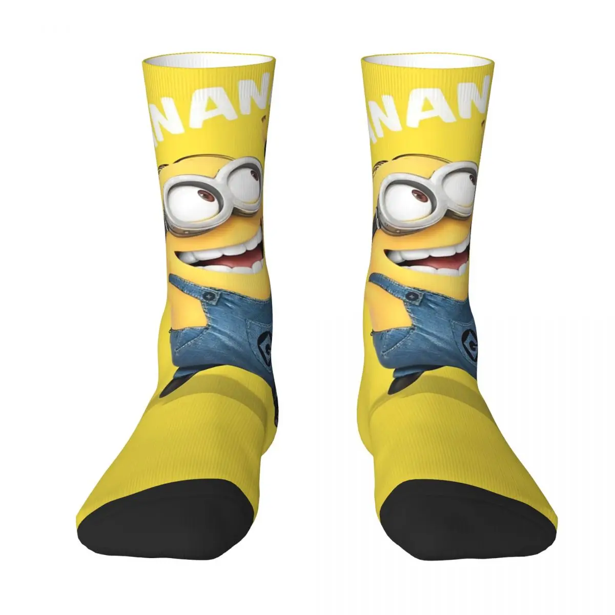 Cute Cartoon Yellow Minions-Big Eyes Stockings Men\'s Socks Breathable Harajuku Socks Autumn Outdoor Anti Skid Graphic Socks Gift