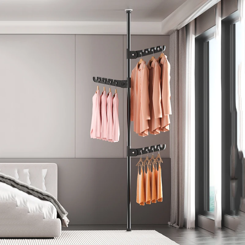 Indomitable Drying Clothes Rack Household Floor Balcony Telescopic Rod Clothes Rack Minimalist Porte Manteaux Furniture