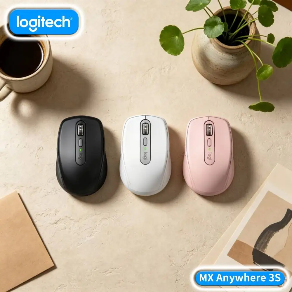 Ergonomic MX Anywhere 3S - 8K DPI, 3-Device Sync, Silent Click, Ideal for Bookstore Office & Training Hall Work
