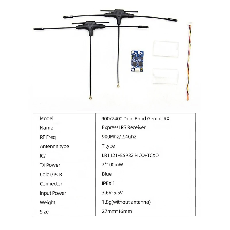 900Mhz 2.4Ghz 915M ELRS Dual Band Gemini RX Expresslrs Receiver TCXO  For RC FPV Racing Long Range Drone B