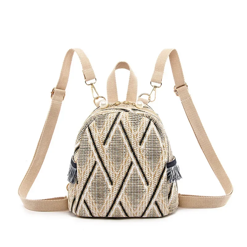 Summer New Knitted Breathable Small Backpack 2021 Fashion Grass Knitted Mini Backpack Tourism Leisure Shopping Bag