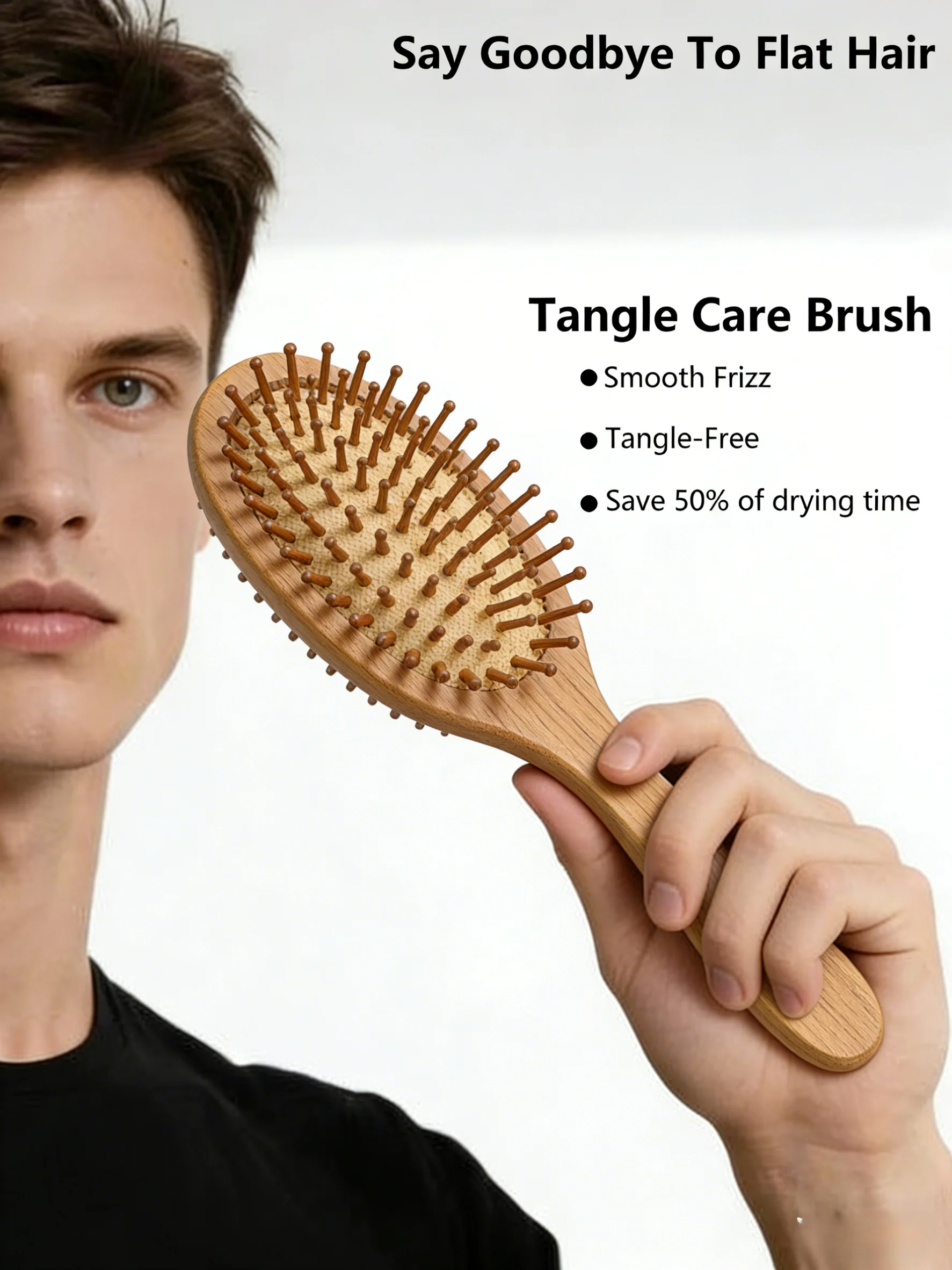 1pc personalizado escova de cabelo de bambu almofada de ar escova de cabelo premium desembaraçar massagem pente do couro cabeludo presentes para homens