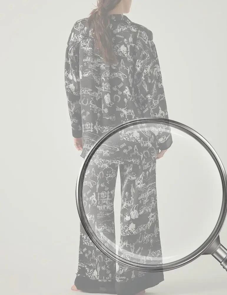 

Women Satin Pajama Set Button Down Shirts Wide Leg Pants Pjs Floral Silk Pajamas Sleepwear