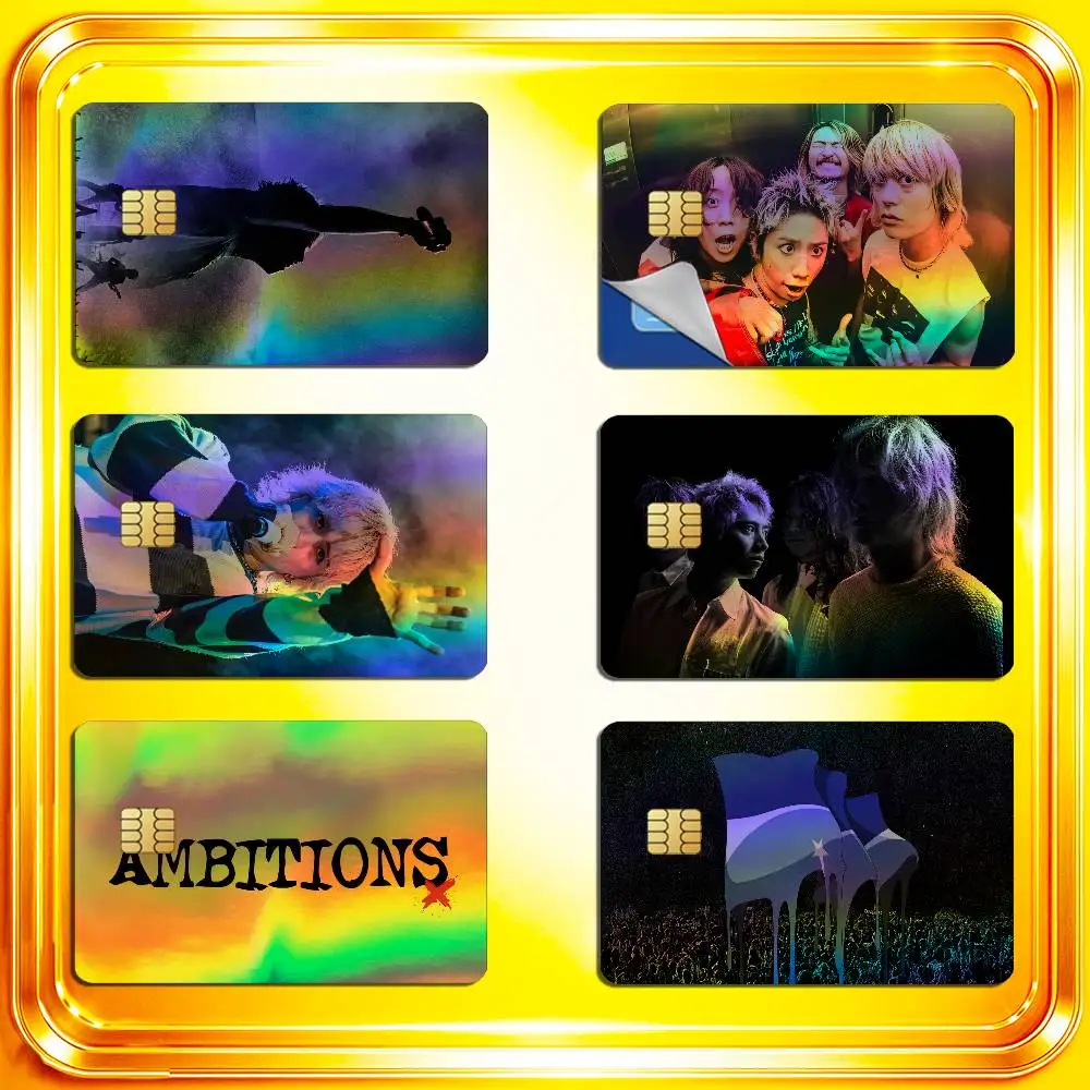 For ONE OK ROCK Detox Ambitions Credit Bank Sticker ID Access Card Cover Skin Rainbow Color Laser Stickers Film