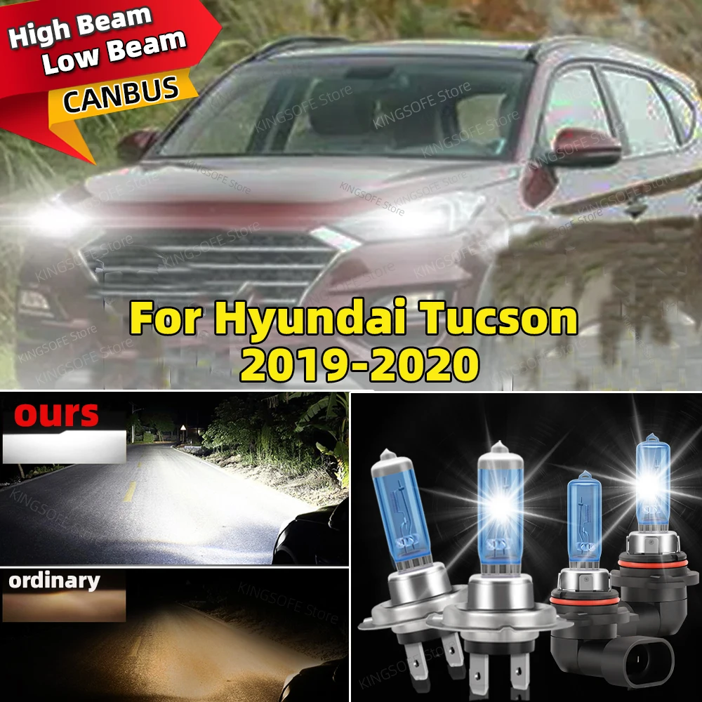 4pcs 6000k Super Bright White H7 Car HeadLight 100w Lamp HB3 CANBus Replacement Light Bulb For Hyundai Tucson 2019 2020