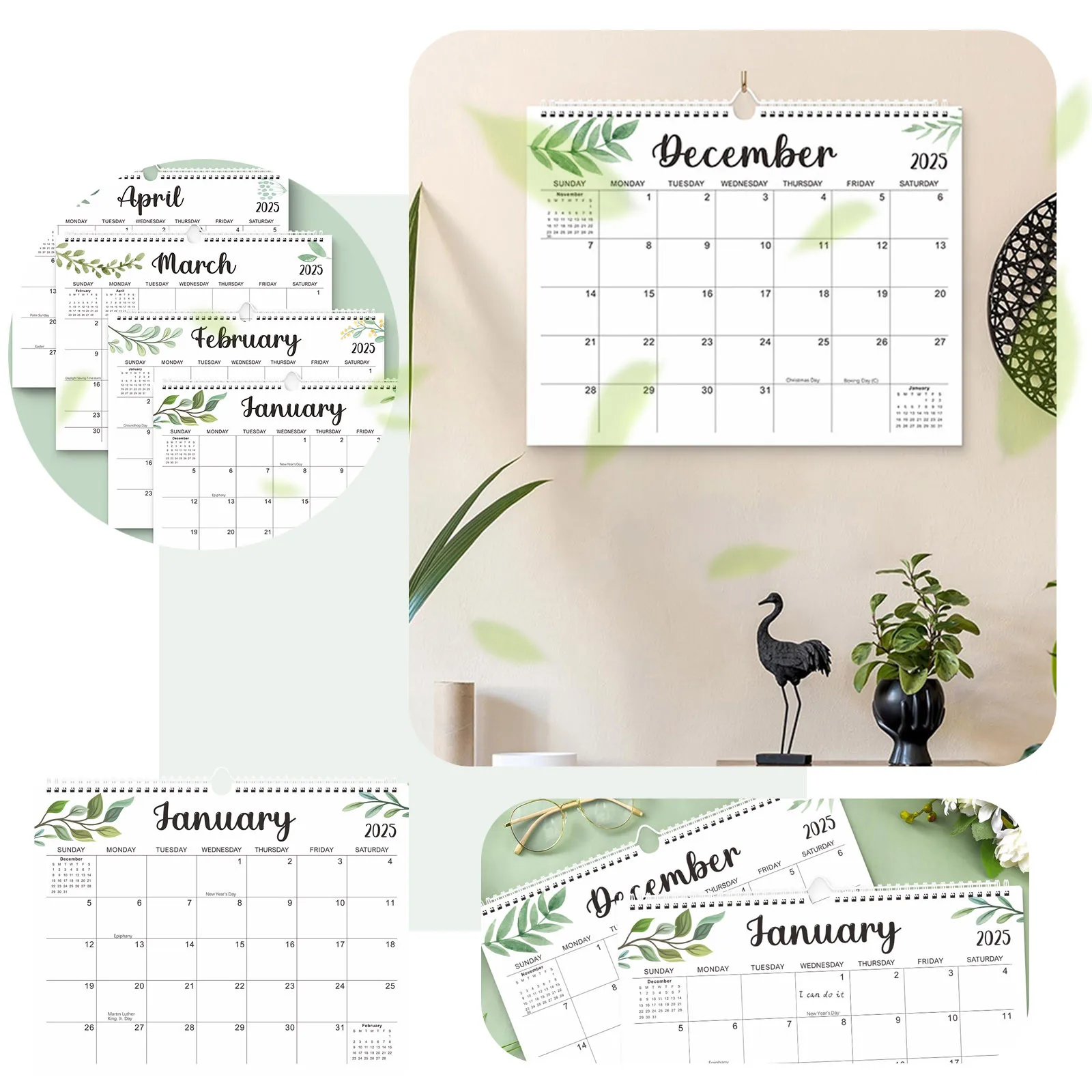 Wall Calendar 2025 Plants Monthly Wall Planner 14.7x11.5 Inches January 2025 June 2026 Planning & Organizing Thcik Paper Monthly