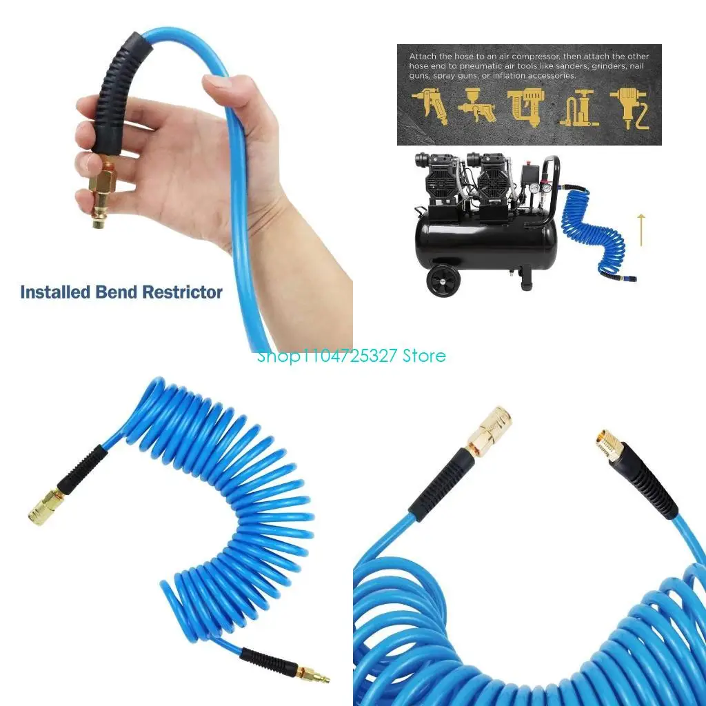 D8KF 1/4in Recoil Air Hose with Bend Restrictors & 1/4