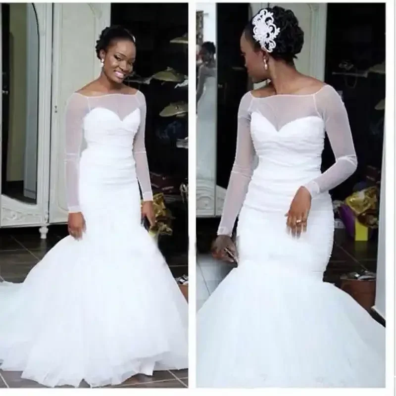 

Индивидуальные африканские арабские свадебные платья с длинными рукавами, каскадные оборки, русалка, золотое кружево, сад, деревенская церковь, невеста, Bri