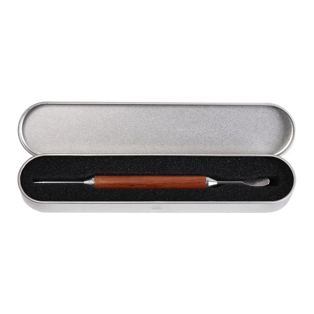 Stainless Steel Coffee Art Needles with Box with Wood Handle Coffee Latte Art Pen Double Ended Design Rustproof