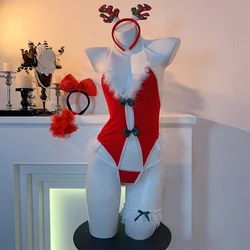 Christmas Sexy Red Backless One-piece Temptation New Year Pajamas Uniform Anal Women's Halloween Costumes Sex Products Costume