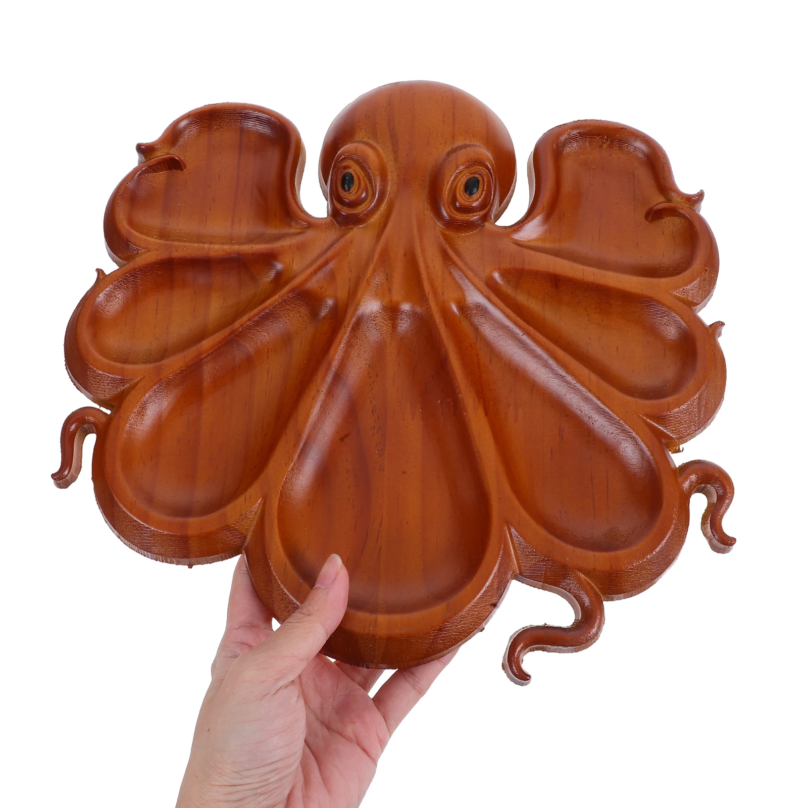 

Octopus Shape Wooden Fruit Solid Wood Serving For Party Home Decor Snack Vegetable Dessert Tray Storage Table Organizer Natural