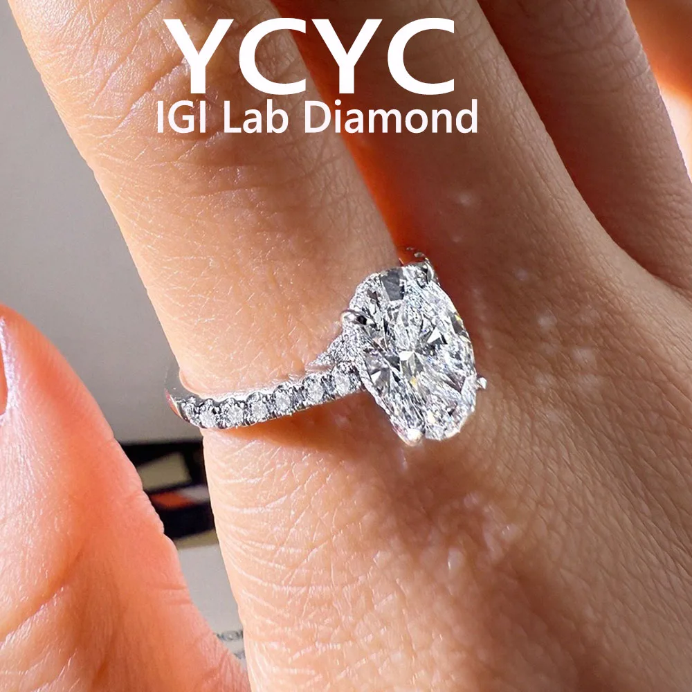 10K 18K 14K  gold Diamond Ring Oval 3CT IGI Lab Growing Diamond   wedding ring Factory custom Valentine's Day gift