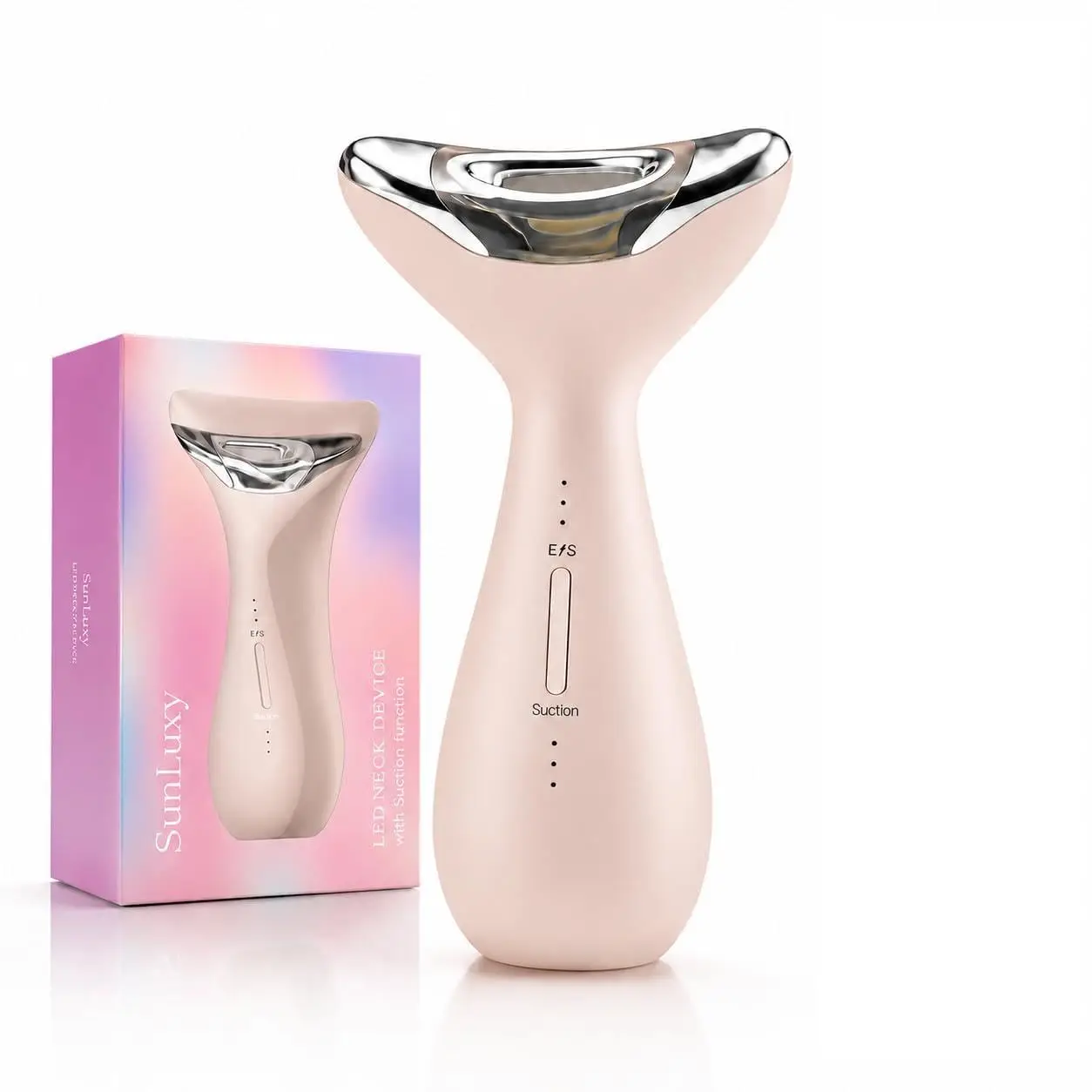 Rechargeable Facial Massager, 5-IN-1 Red Light Therapy for Face and Neck Beauty Device with 3 Color Mode Suction Vibration Heate