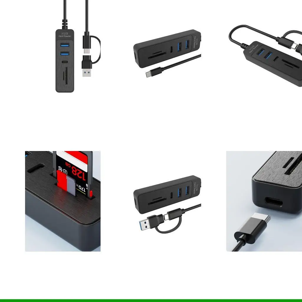U55C 5 In 1 USB Adapter With USB3.0 USB2.0 Type C Port And Double Card Readers For Laptops Computers Mobile Devices