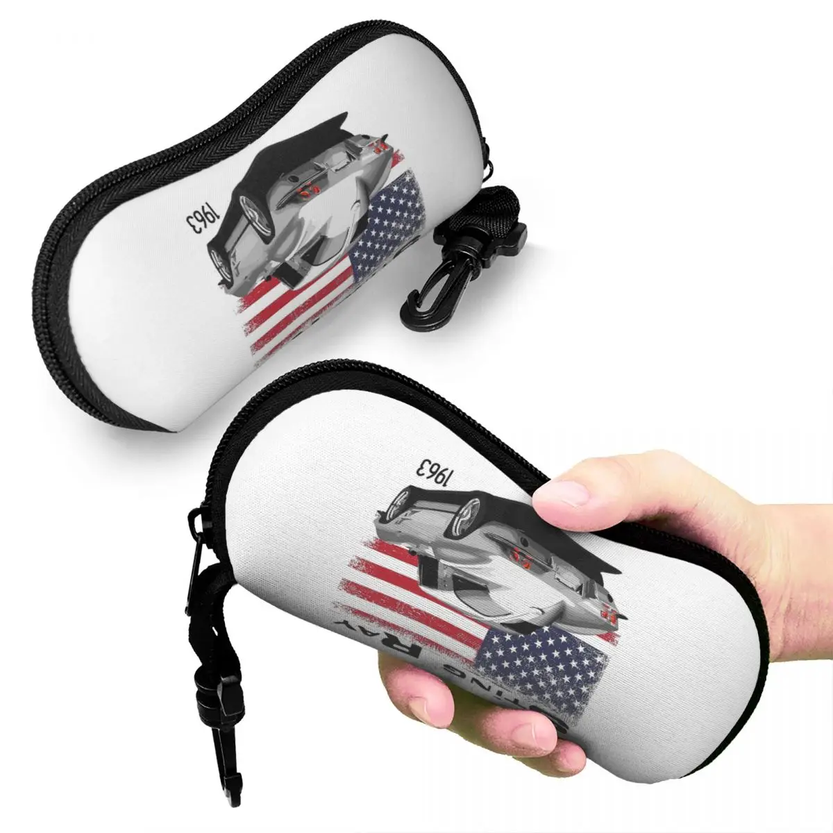 

Classic Corvette Car Shell Glasses Case Protective Sunglasses Box Women Men Soft Eyeglasses Bag Pouch
