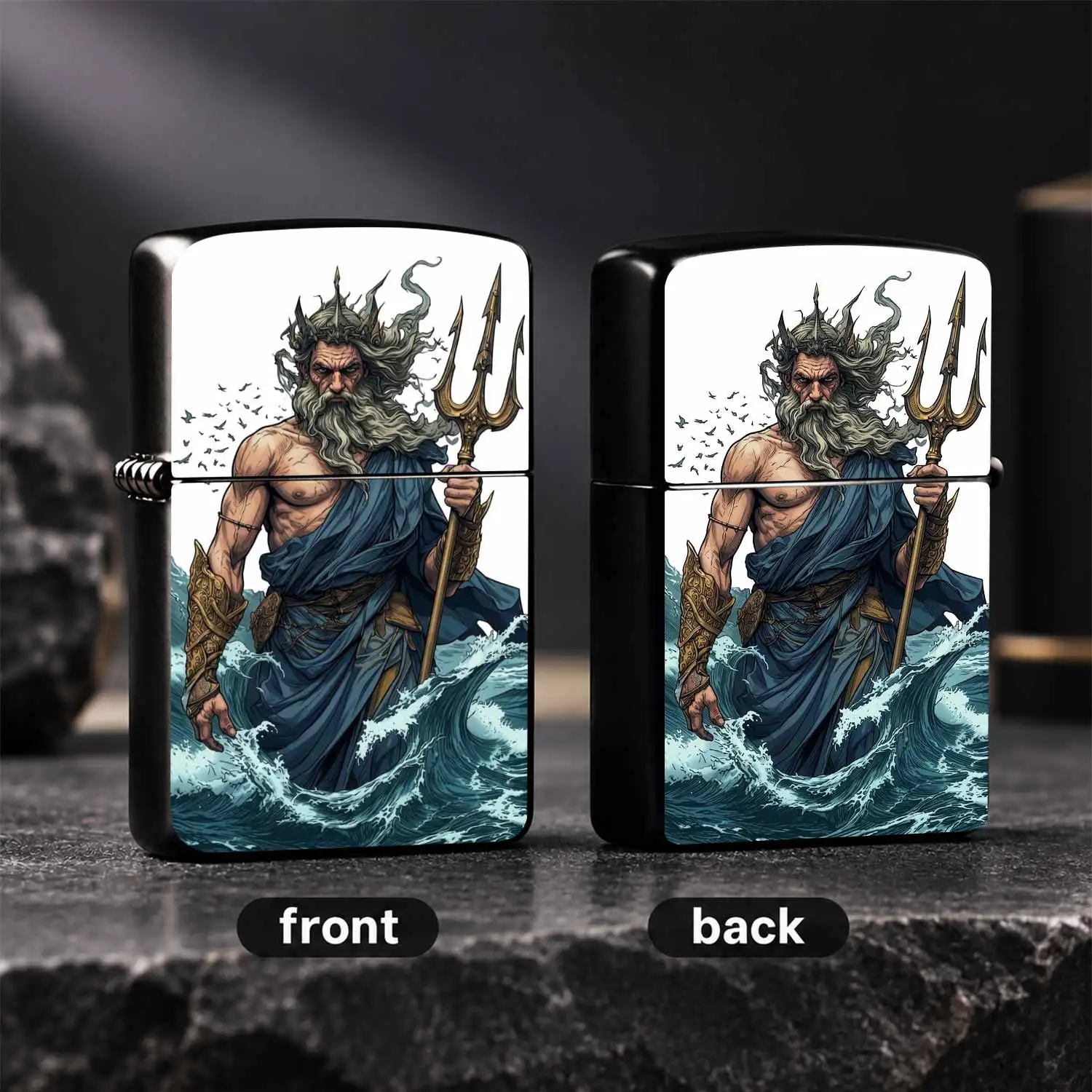 Ancient Greek Sea God Poseidon Themed Portable Igniter Retro Myth Inspired Stylish Accessory Perfect For Daily Use Outdoor Trips Gifting To Friends Unique Atmospheric Practical Present A Humorous And Interesting Lighter