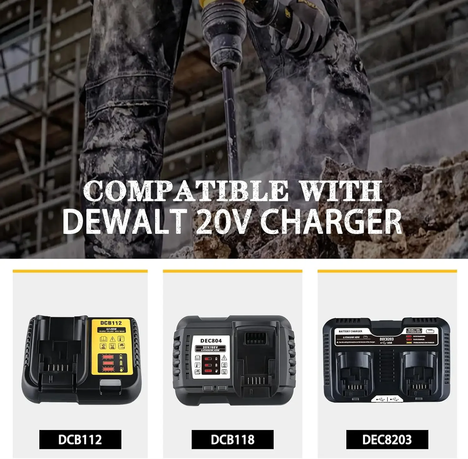 แบตเตอรี่ VANON DCB201 2 ก้อน 3.0Ah ใช้แทนแบตเตอรี่ Dewalt 20V รุ่น DCB206 DCB207 DCB204 เหมาะสำหรับเครื่องมือไฟฟ้ารุ่น DCD/DCF/DCG/DCS
