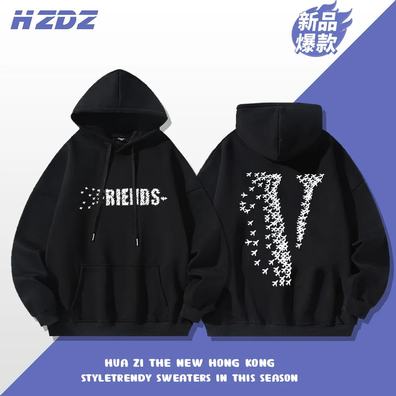 

Американский высококачественный уличный самолет с большим V-образным принтом, мужская толстовка с капюшоном, осенне-зимние свободные повседневные универсальные топы